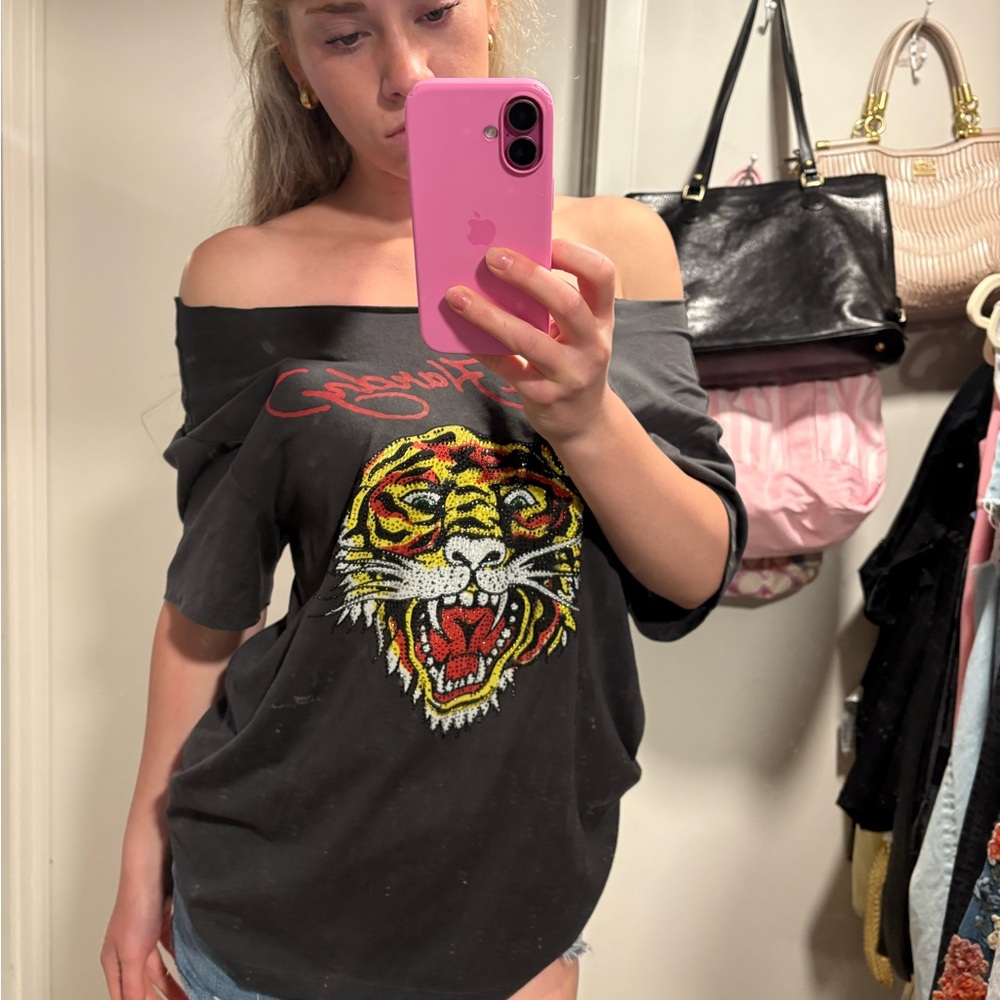 Ed Hardy off the shoulder Tee